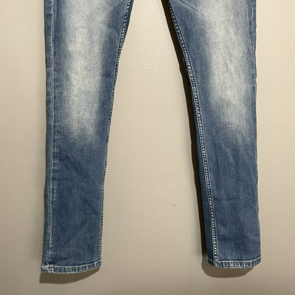 Jack Jones Slim Fit Tim Skinny Jeans Men Sz 33x32 Button Fly Moto Biker Classic - Picture 12 of 13